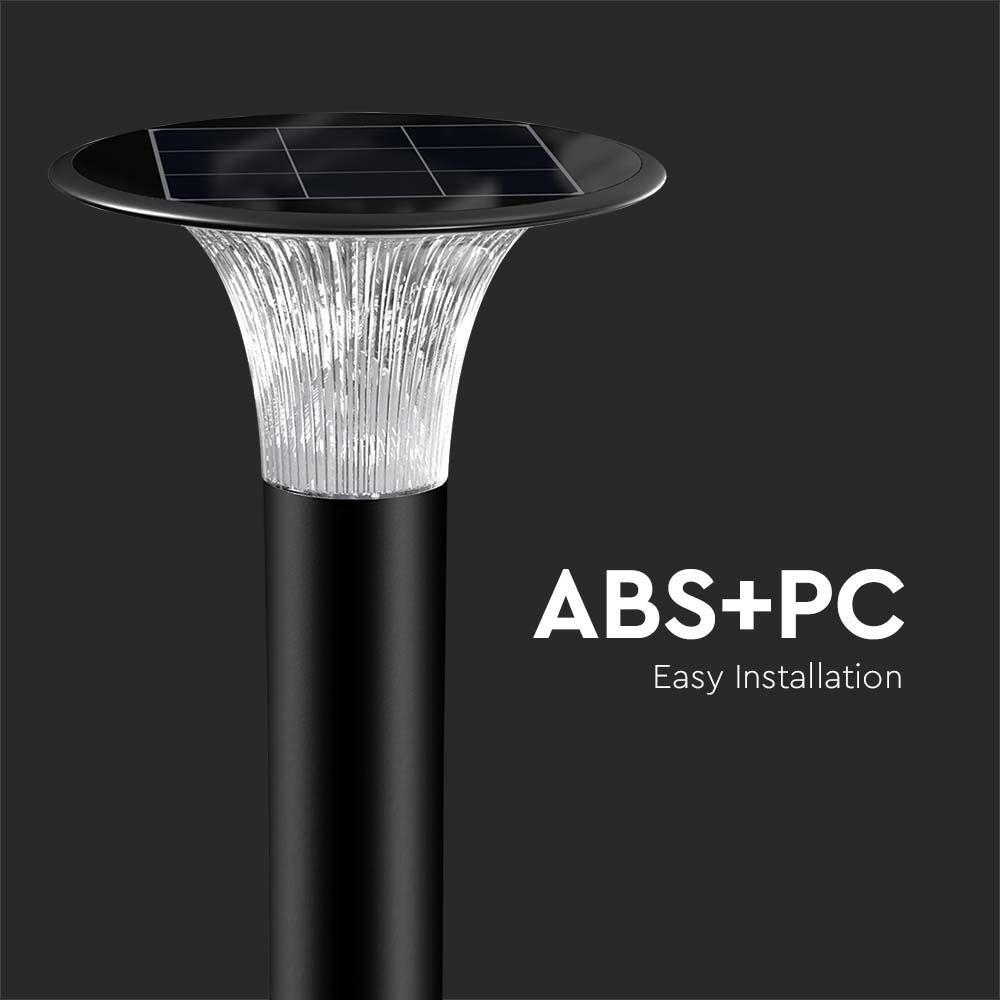 VT-413 15W LED SOLAR PATH LIGHT-DIAMOND 2200LM LiFePO4 BATTERY 3.2V 6000mAh6000K+4000K BLACK