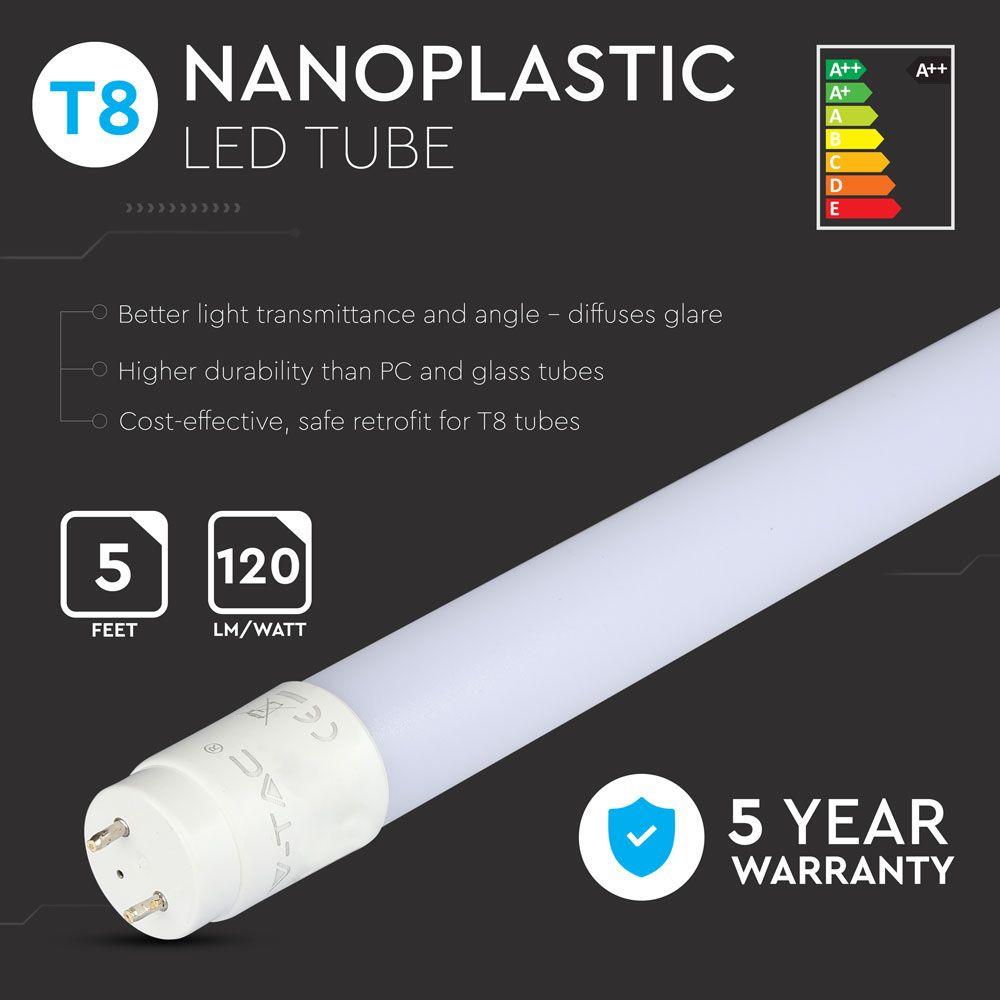 VT-152 22W T8 NANO PLASTIC TUBE (150CM) SAMSUNG CHIP 4000K (120LM/W)