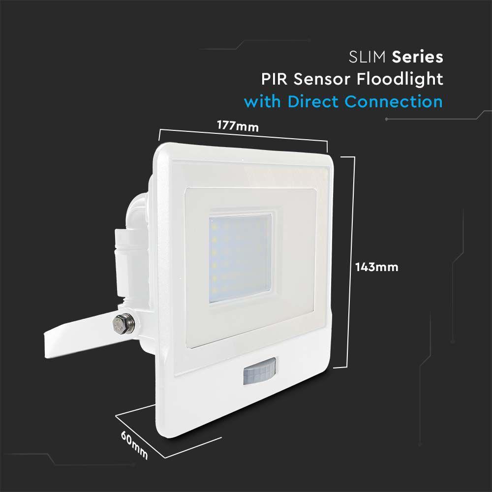 VT-138S 30W PIR SENSOR FLOODLIGHT SAMSUNG CHIP 6500K WHITE BODY