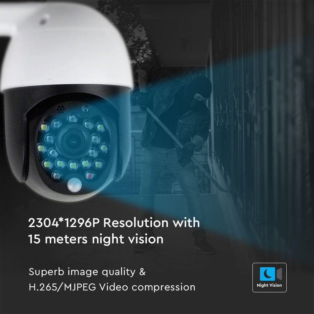 VT-5159 IP OUTDOOR WIFI CAMERA WITH RED & BLUE LIGHT-3MP-IP65-DOME