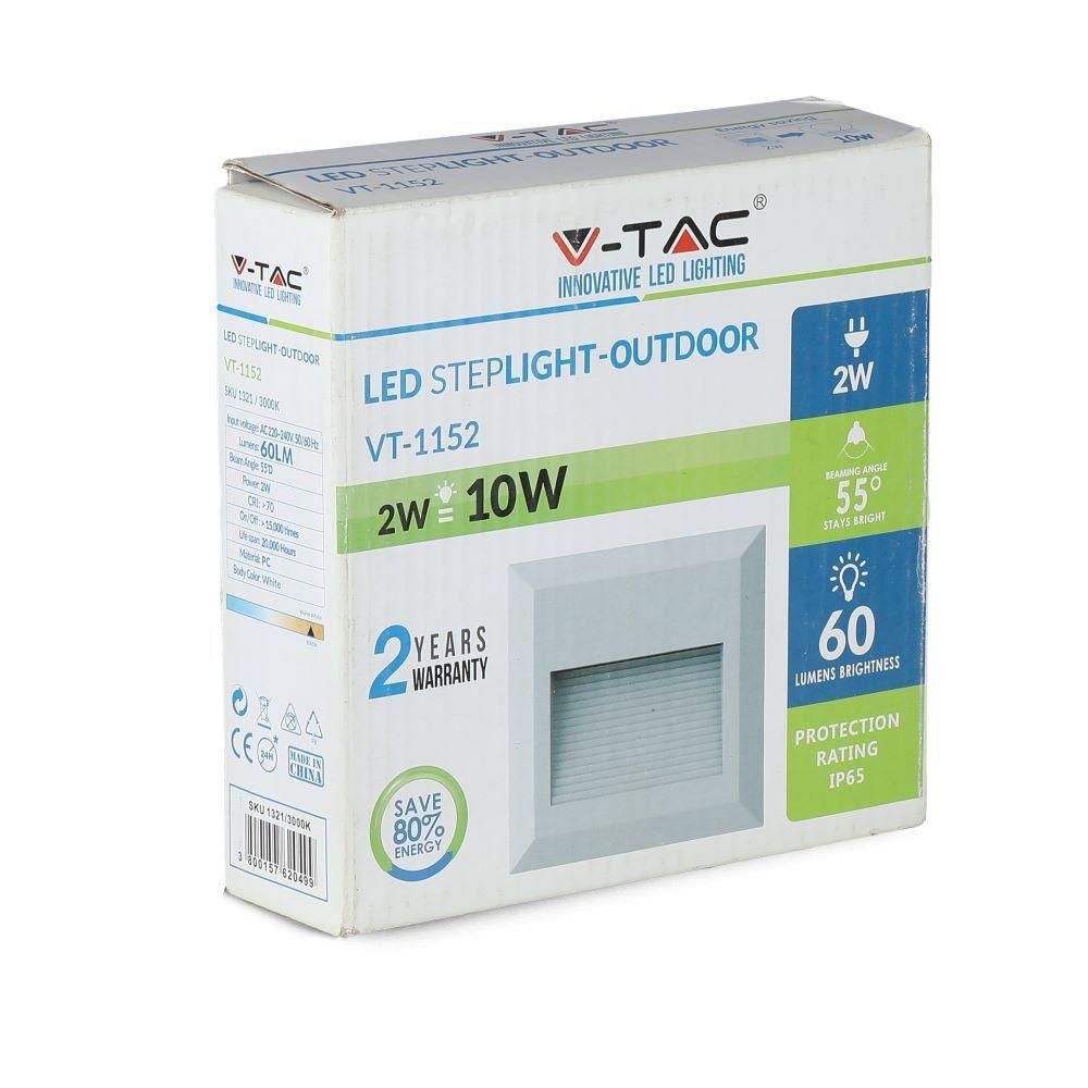 VT-1152 2W LED STEP LIGHT 3000K WHITE BODY SQUARE