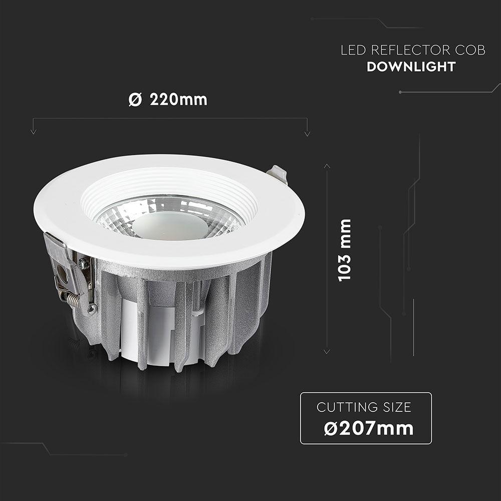 40W Oprawa wpuszczana reflektor LED, Barwa:6000K, HIGH LUMEN, VTAC, SKU 1280