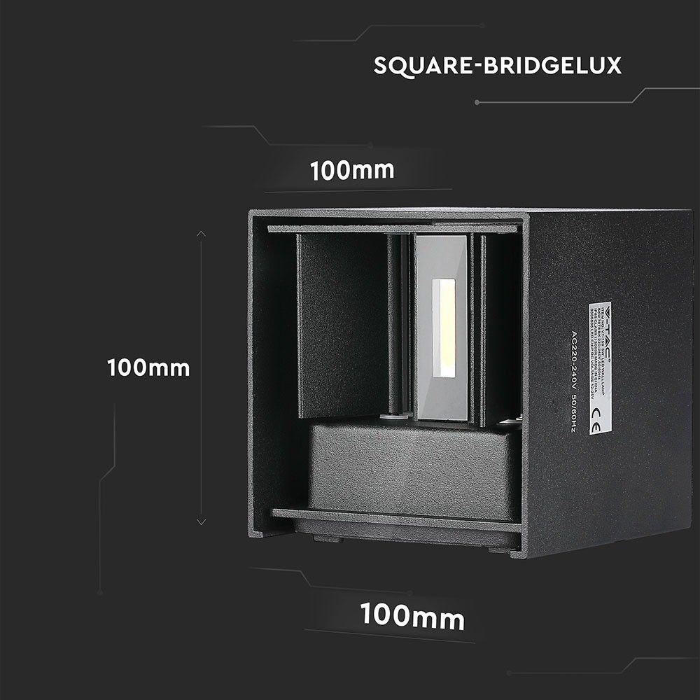 VT-759-12 12W LED UP-DOWN WALL LIGHT WITH BRIDGELUX CHIP 3000k BLACK SQUARE