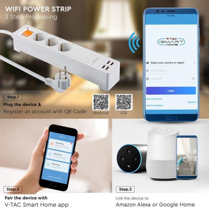 VT-5018 EU EXTENSION PLUG WIFI COMPATIBLE WITH AMAZON ALEXA & GOOGLE HOME