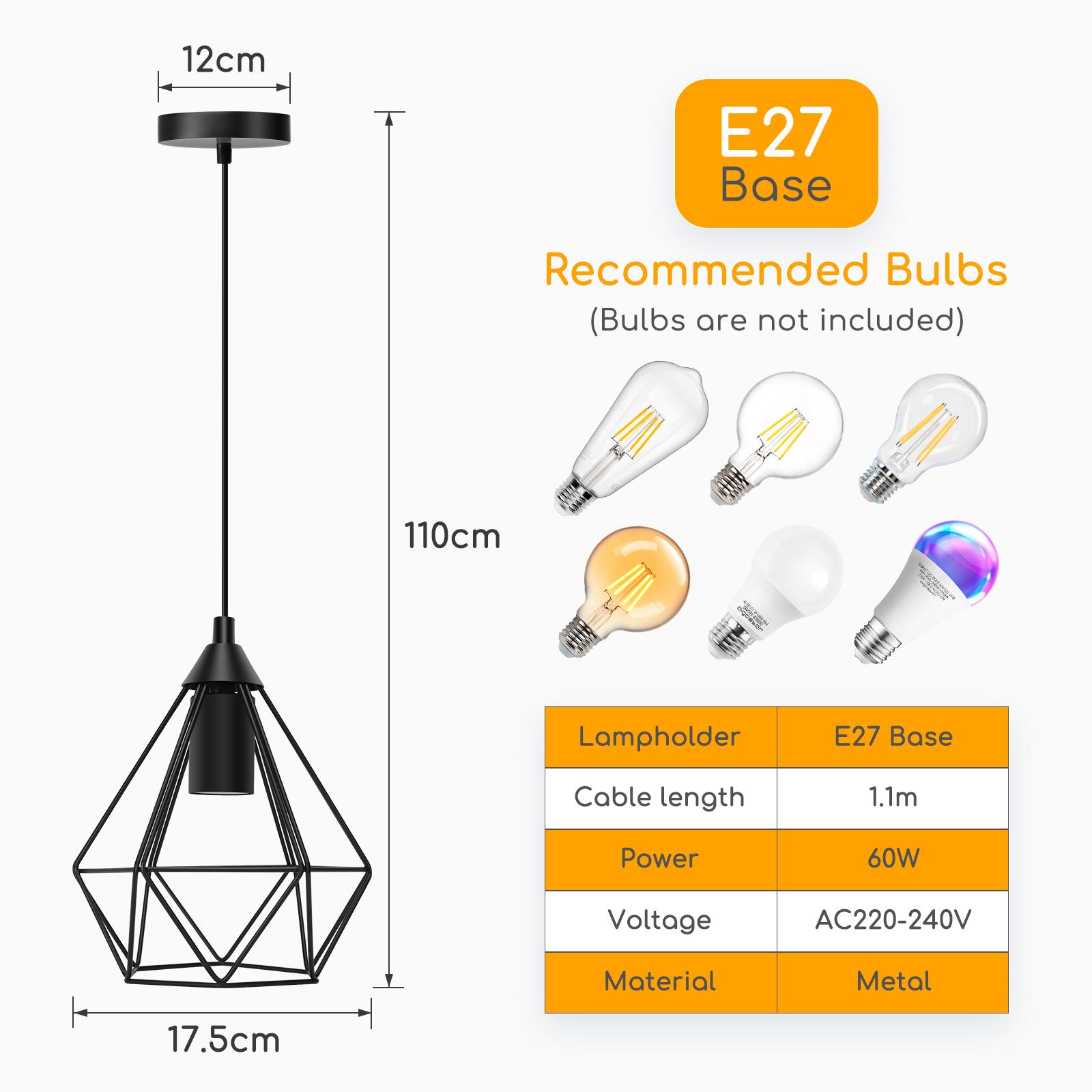 Wisząca lampa retro z żelazną ramą