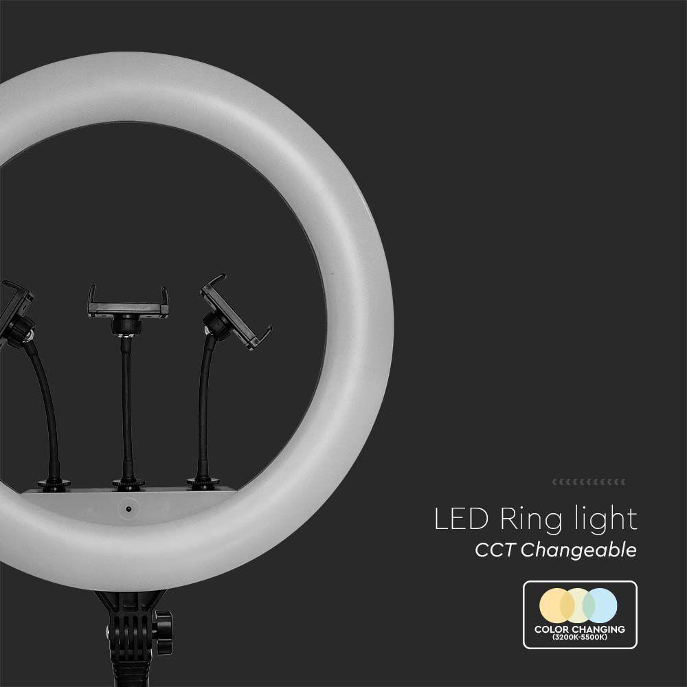 VT-45055 55W LED RING LIGHT 18INCH WITH 3 PHONE HOLDER AND REMOTE 3200K-5800K