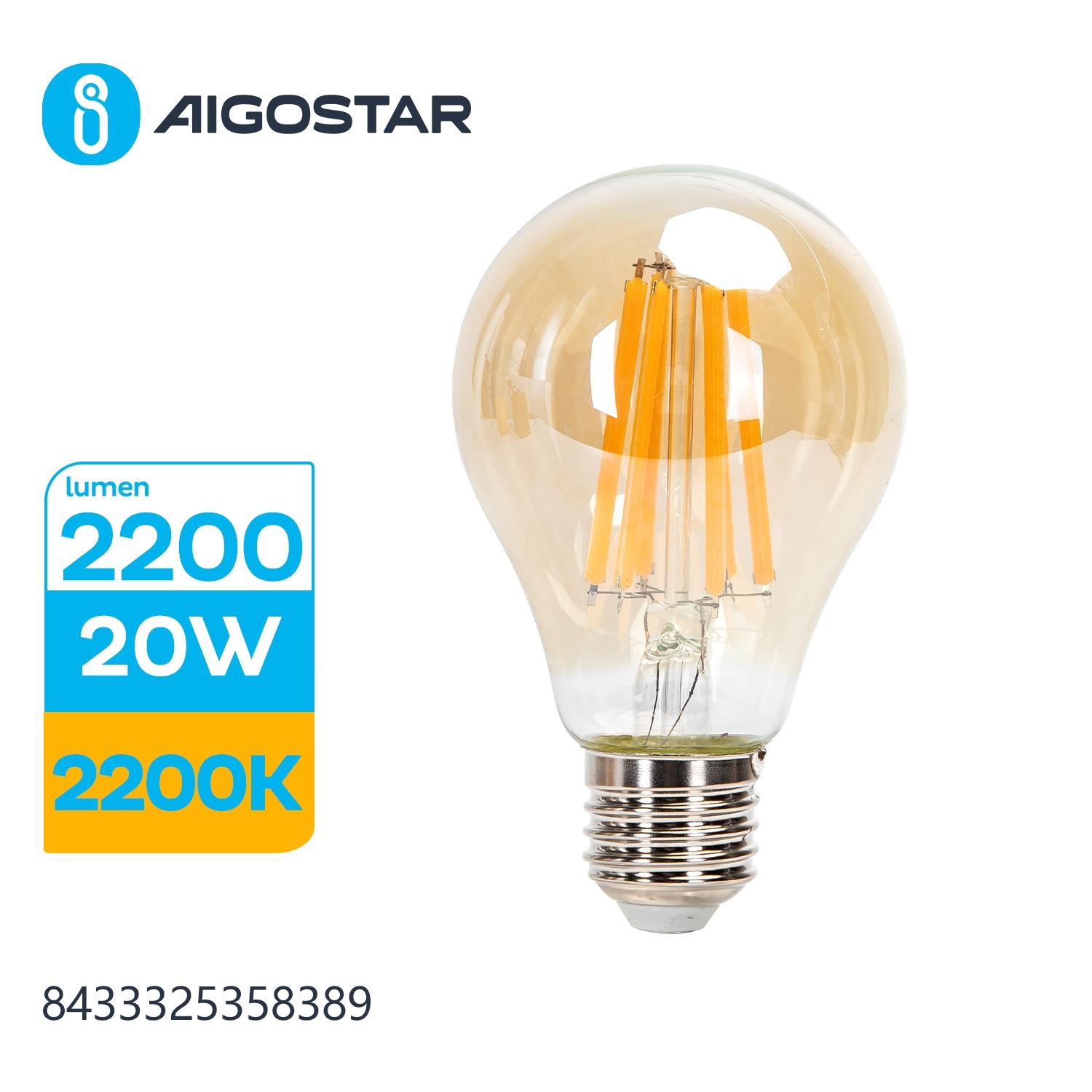 LED Filament Bulb (Amber) A65 E27 20W