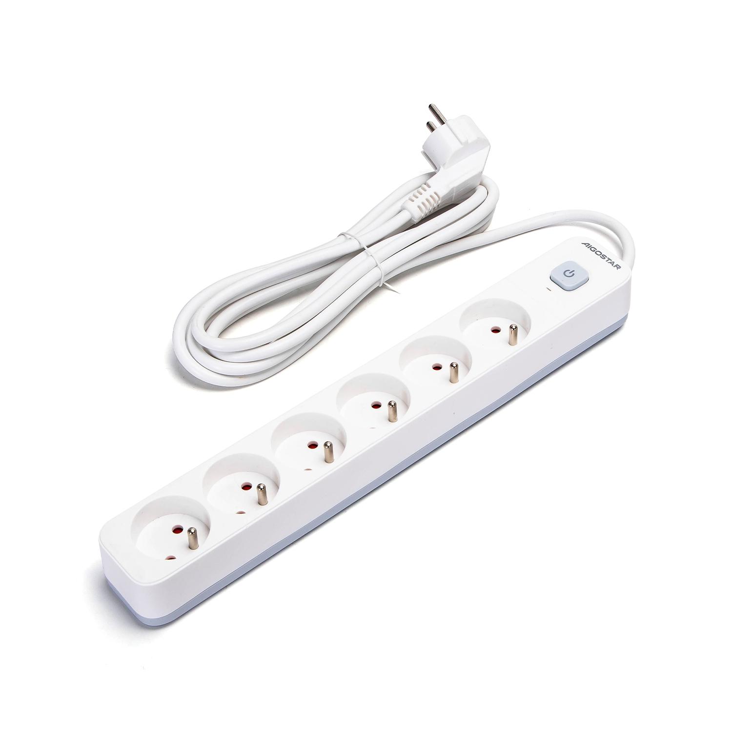 Power strips 6-way 3m H05VV-F 3G1.0m㎡ White and Gray