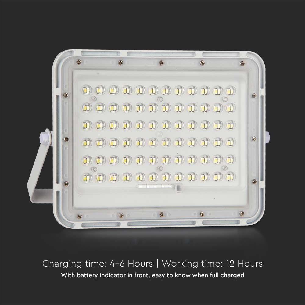 VT 120W LED SOLAR FLOODLIGHT 4000K 12000 mAh BATTERY 3M CABLE SMART IR REMOTE FAST CHARGE WHITE