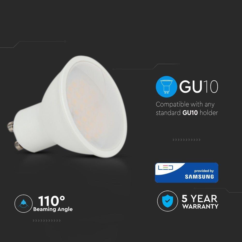 5W GU10 Żarówka LED, Chip SAMSUNG, Barwa:3000K, Kąt 110', Trzonek:GU10, VTAC, SKU 201