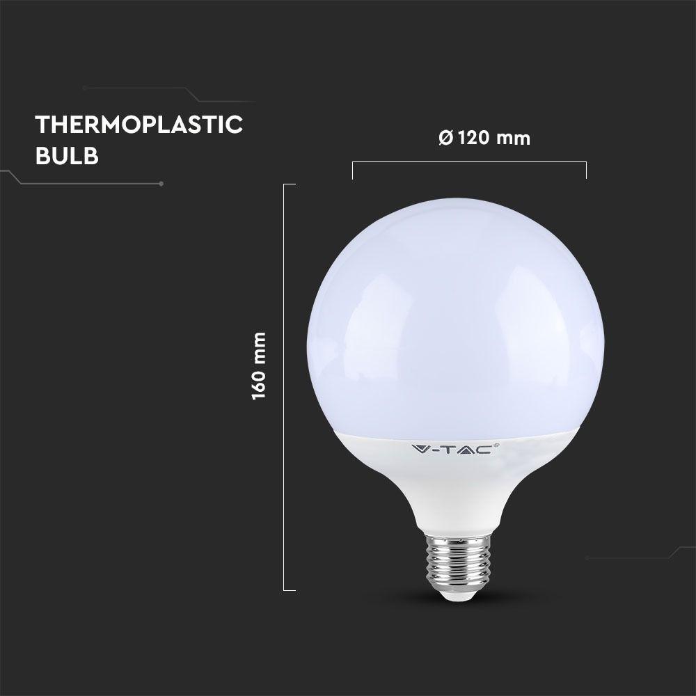 13W G120 Żarówka LED GLOBE, Barwa:6400K, Ściemniana, Trzonek:E27, VTAC, SKU 7195