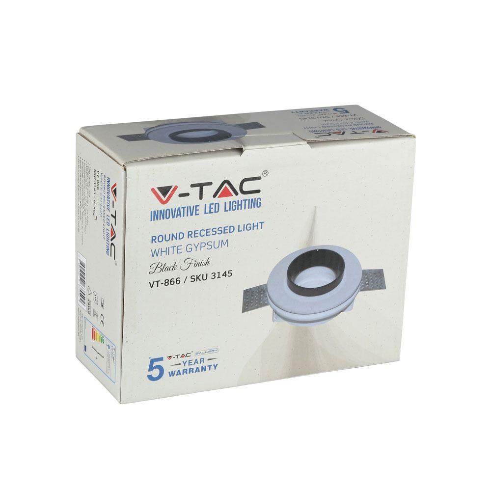 VT-866 GU10 WHITE GYPSUM (RECESSED) WITH BLACK METAL-ROUND