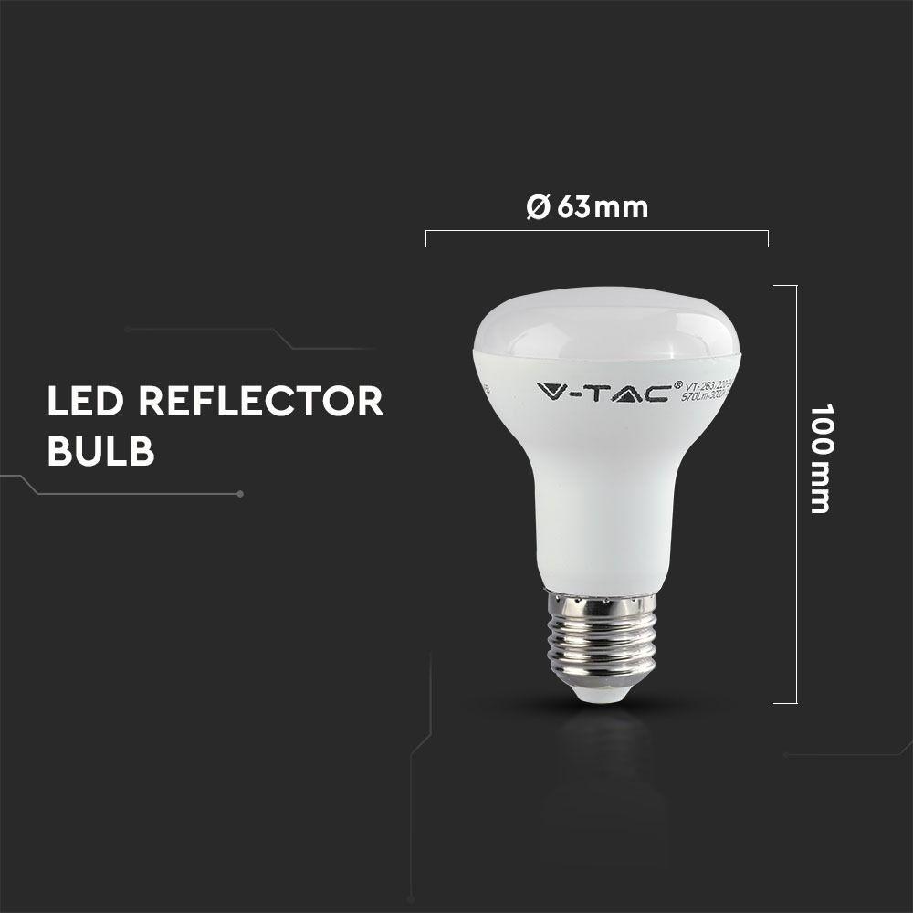 8W R63 Żarówka LED, Chip SAMSUNG, Barwa:6400K, Trzonek:E27, VTAC, SKU 143