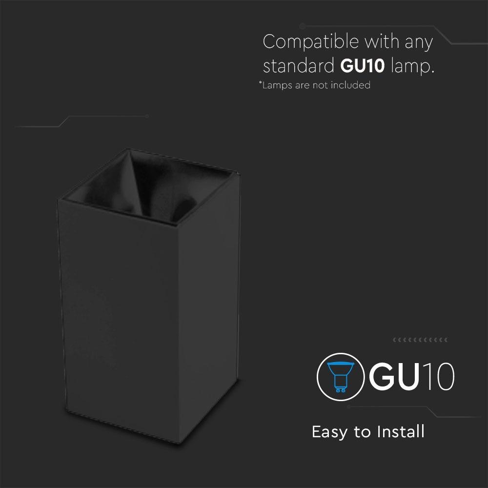 VT-882 GU10 FITTING SQUARE BLACK+BLACK