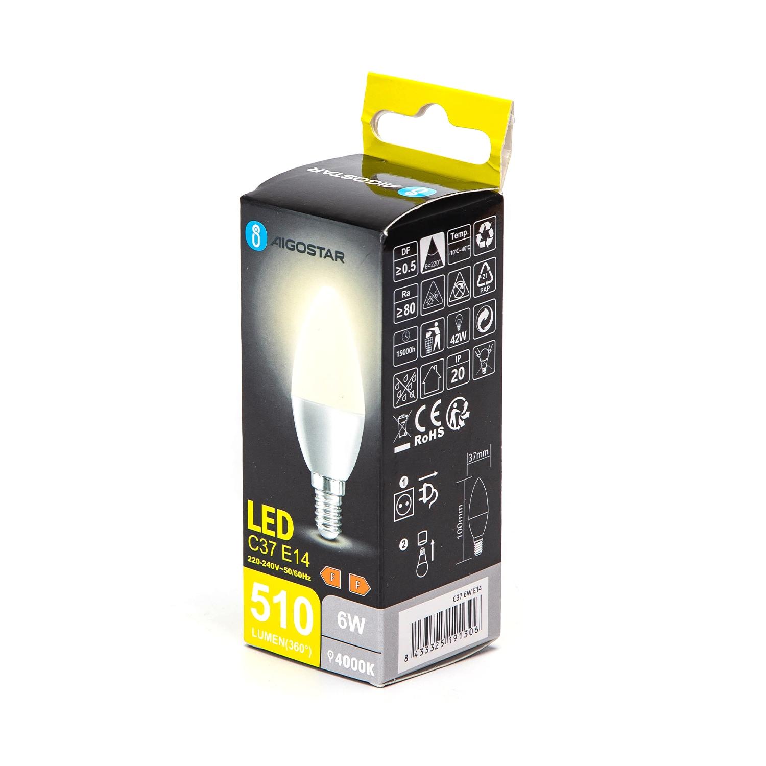 LED C37 E14 6W 4000K(6W,E14,4000K)