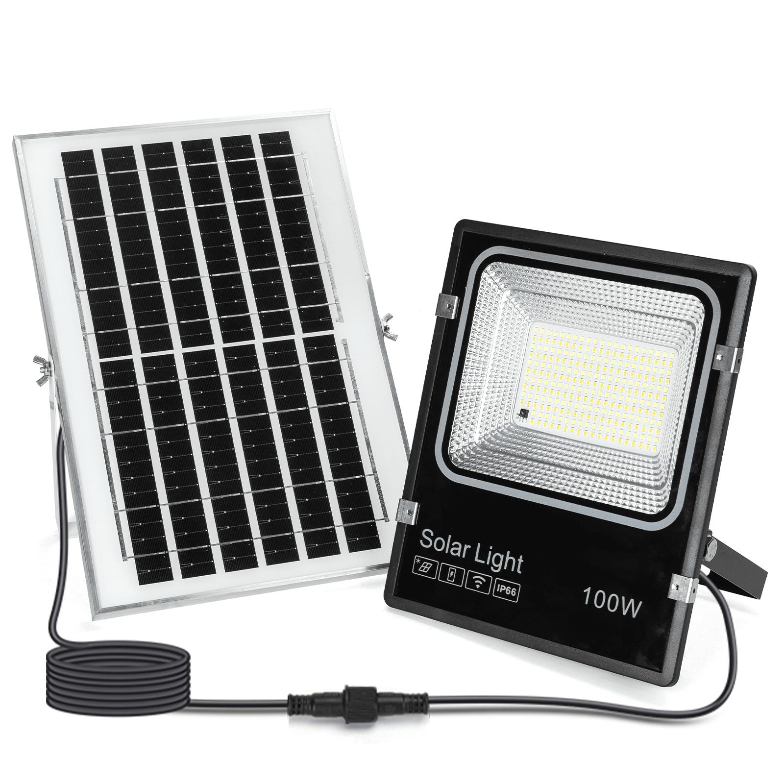 LED FLOOD LIGHT WITH SOLAR PANEL /08 Series/ 5M LINE/100W /CCT