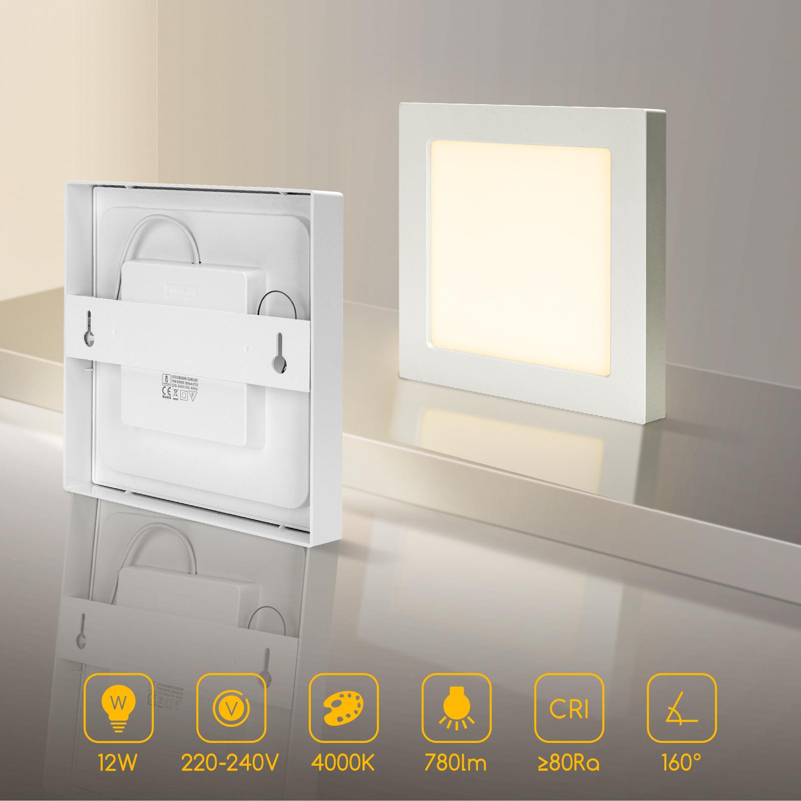 E6 LED  Surface-mounted Square Downlight 12W Natural Light