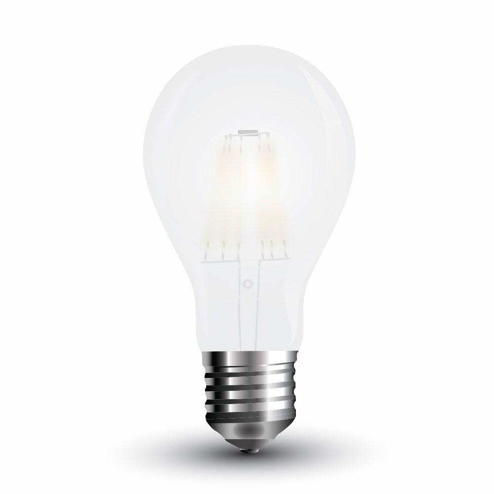 6W A60 Żarówka LED Filament, Klosz: Mleczny, Barwa:6400K, Trzonek:E27, VTAC, SKU 4482