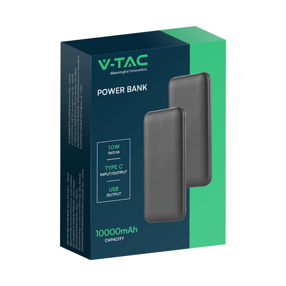 VT-3527 10000mah POWER BANK 2A 30CM TYPE C CABLE-BLACK