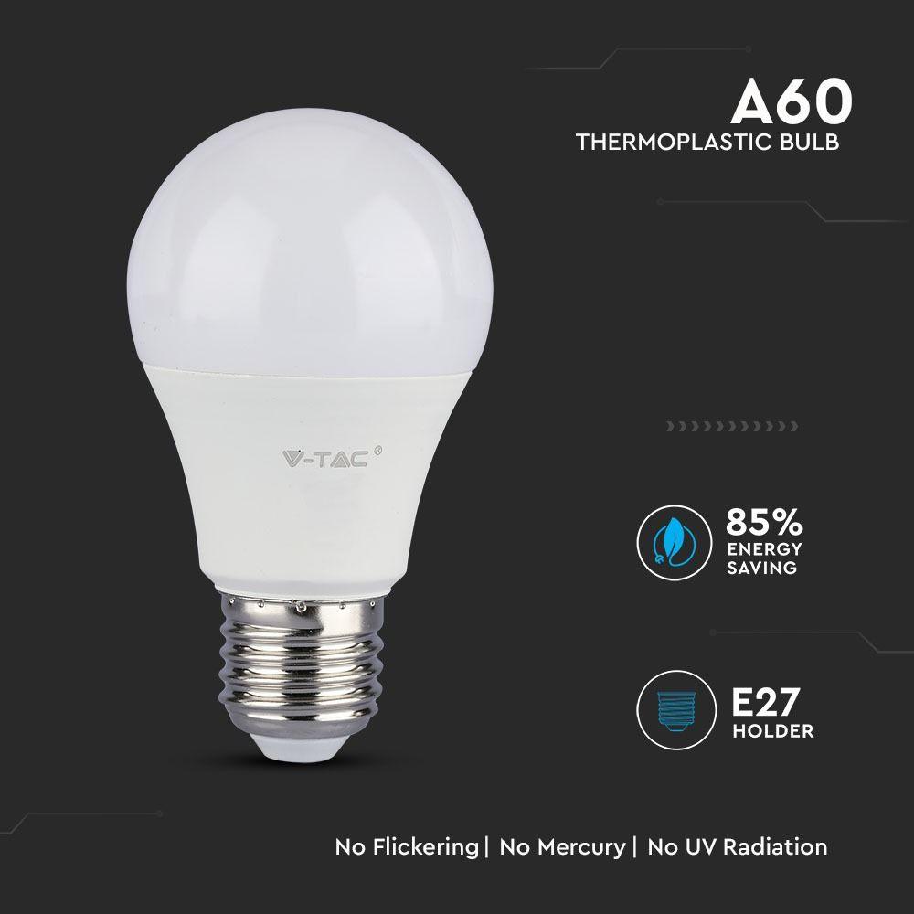 8.5W A60 Żarówka LED, Chip SAMSUNG, Barwa:4000K, Klasa: A++, Trzonek:E27, VTAC, SKU 253