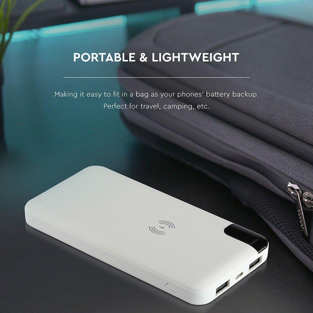 VT-3509 8000mah WIRELESS POWER BANK WITH DISPLAY AND STAND -WHITE