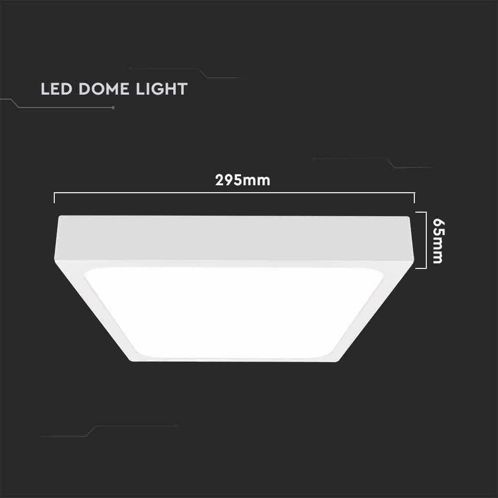 VT-8624S 24W LED DOME LIGHT MICROWAVE SENSOR 4000K SQUARE WHITE FRAME IP44