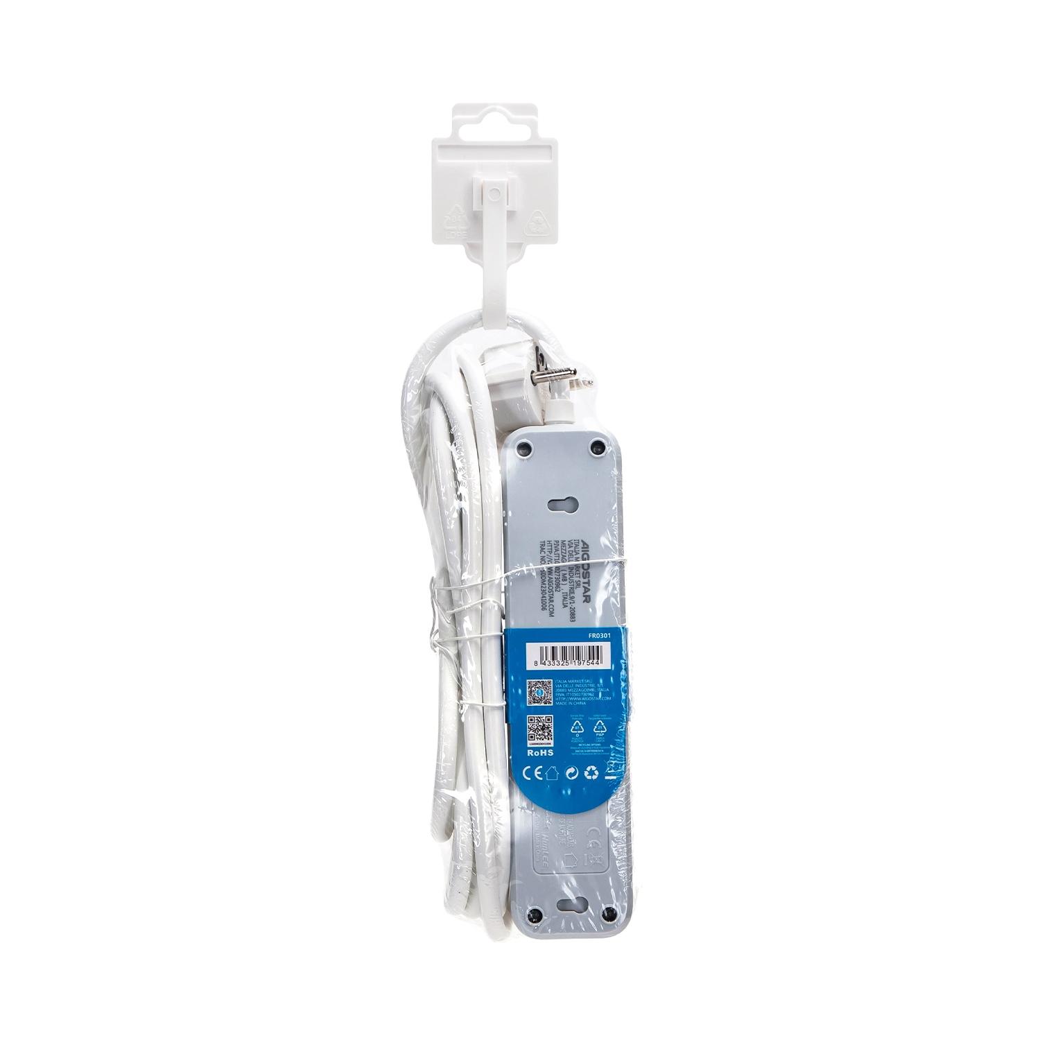 Power strips 3-way 3m H05VV-F 3G1.5m㎡ White and Gray