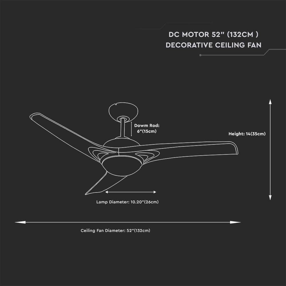 VT-6055-3 35W LED CEILING FAN WITH RF CONTROL-3 BLADES-DC MOTOR-WHITE