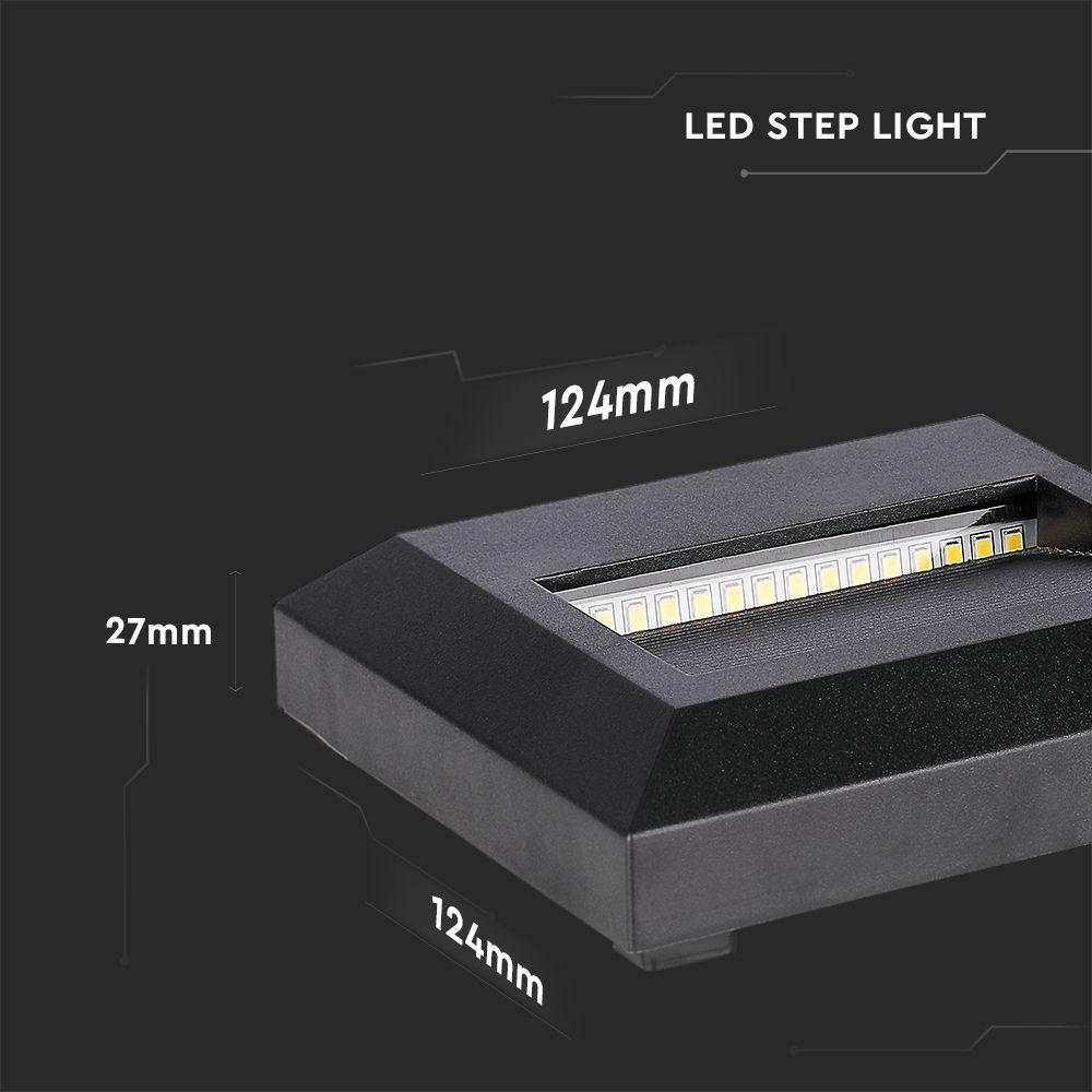 VT-1152 2W LED STEP LIGHT 3000K BLACK BODY SQUARE