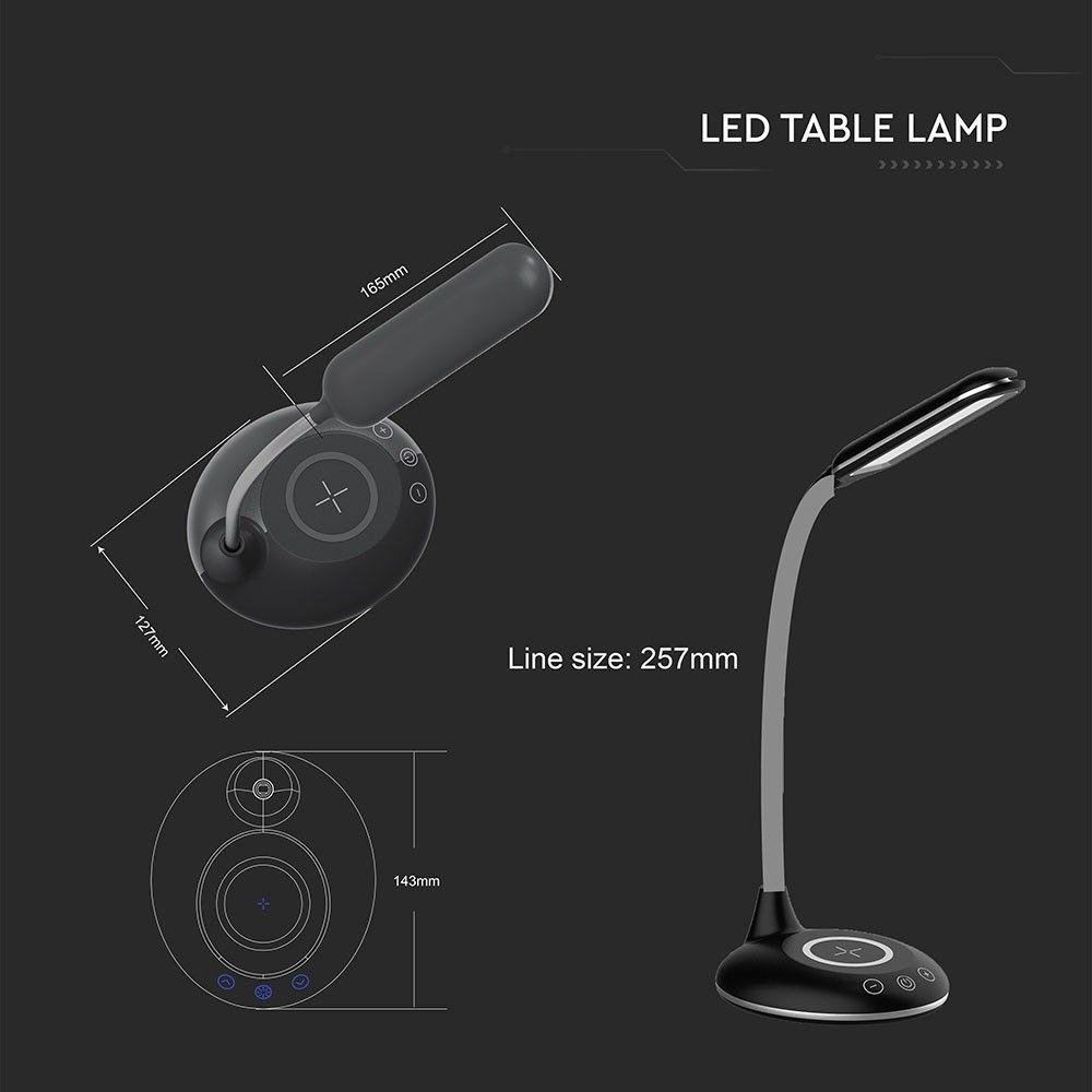 VT-7705 5W LED TABLE LAMP WITH WIRELESS CHARGER 2700K-6500K BLACK