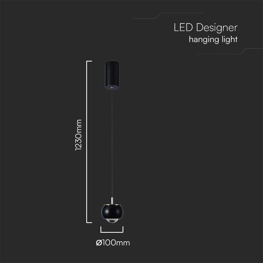 VT-7830 9W LED HANGING LAMP (10x10x100CM) 3000K BLACK BODY