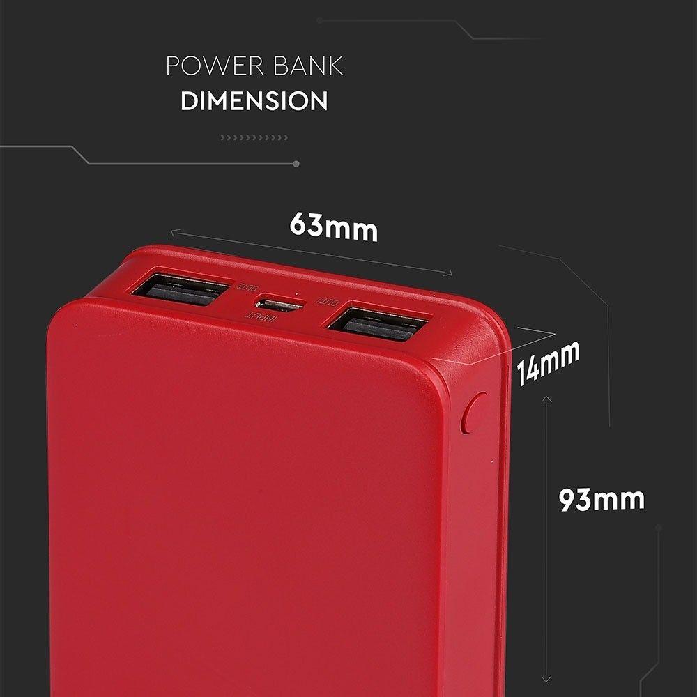 Power Bank, 5000mAh/18.5wh, 5V, Czerwony, VTAC, SKU 8192