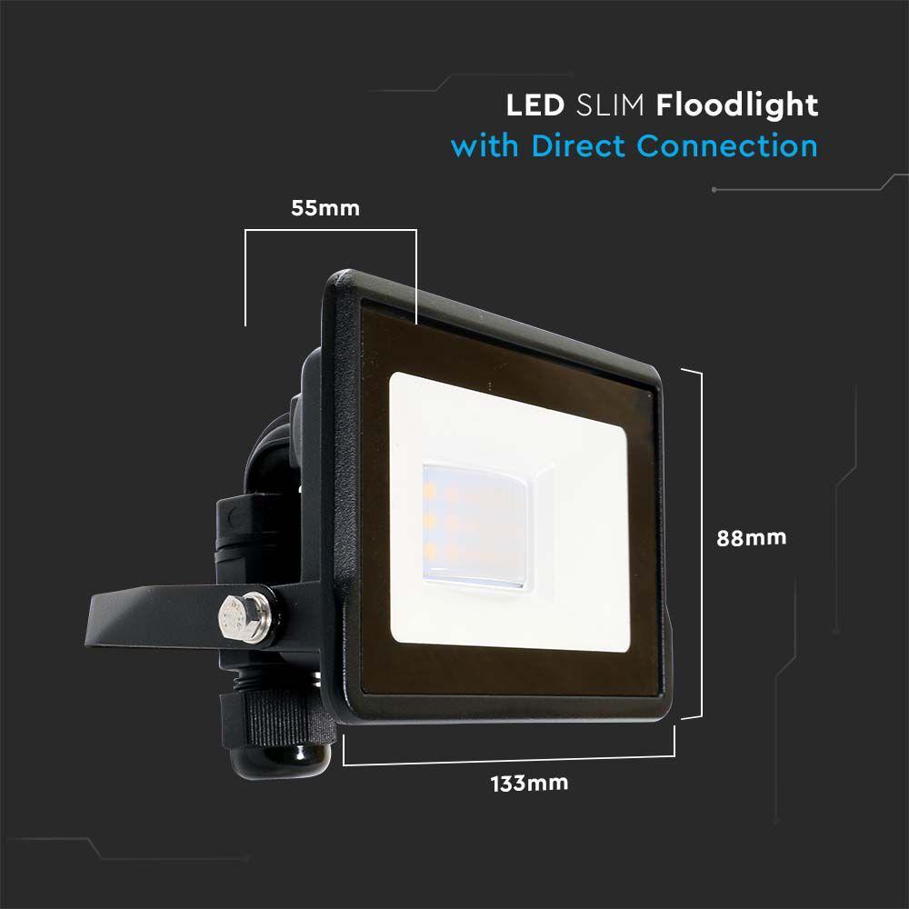 VT-118 10W LED FLOODLIGHT SAMSUNG CHIP DIRECT CONNECTION 4000K BLACK BODY