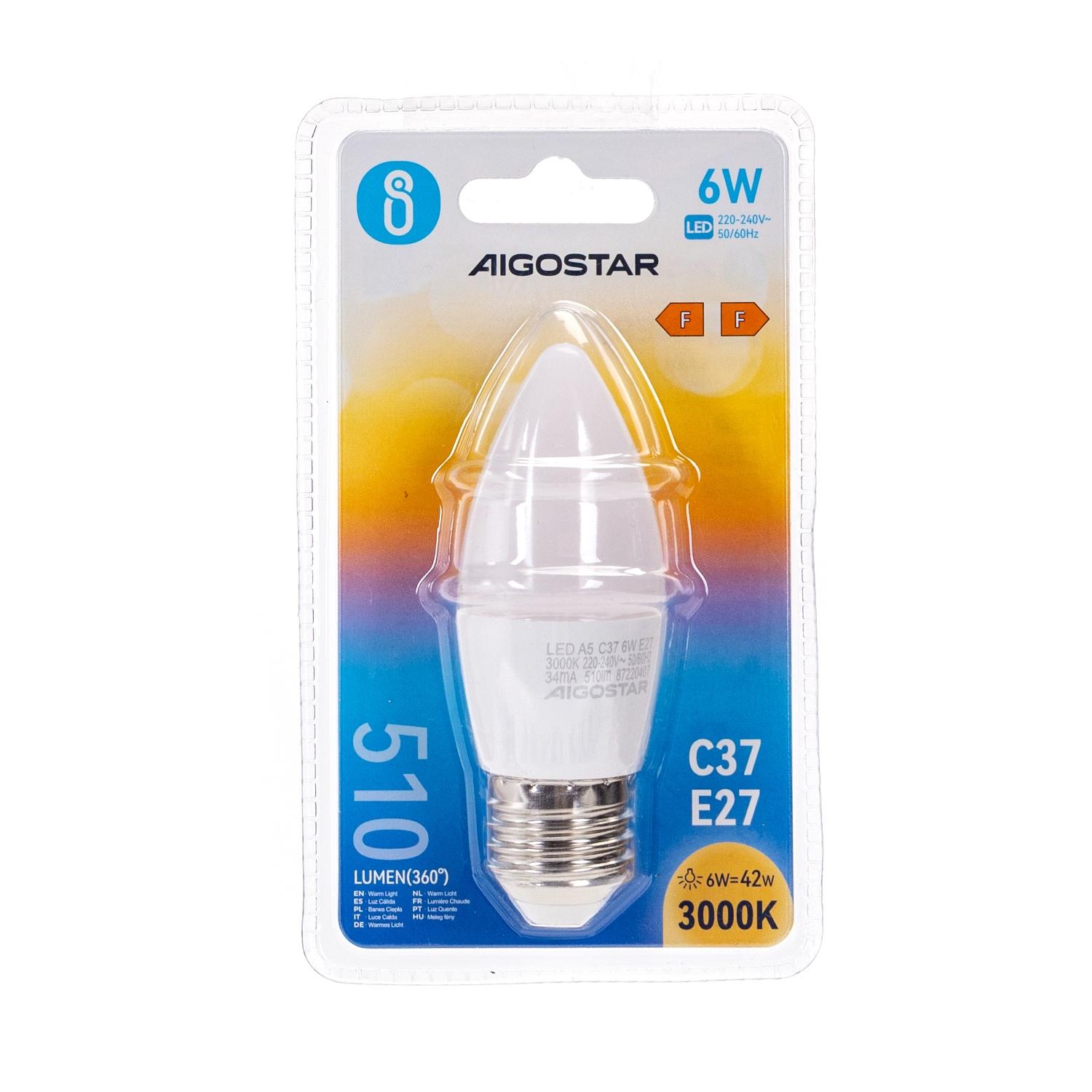 LED E27 6W C37