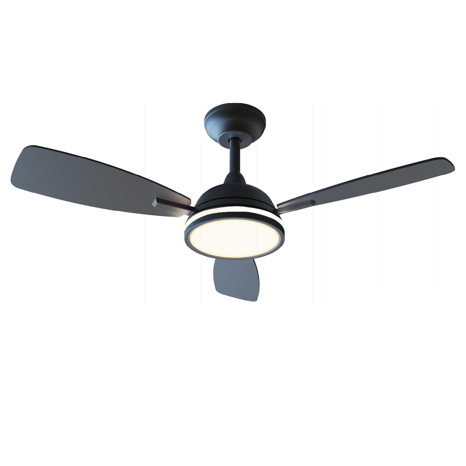 Bluetooth Mesh ceiling fan light CCT (3000-6500K) 42 inch 3-leaf 6-level black