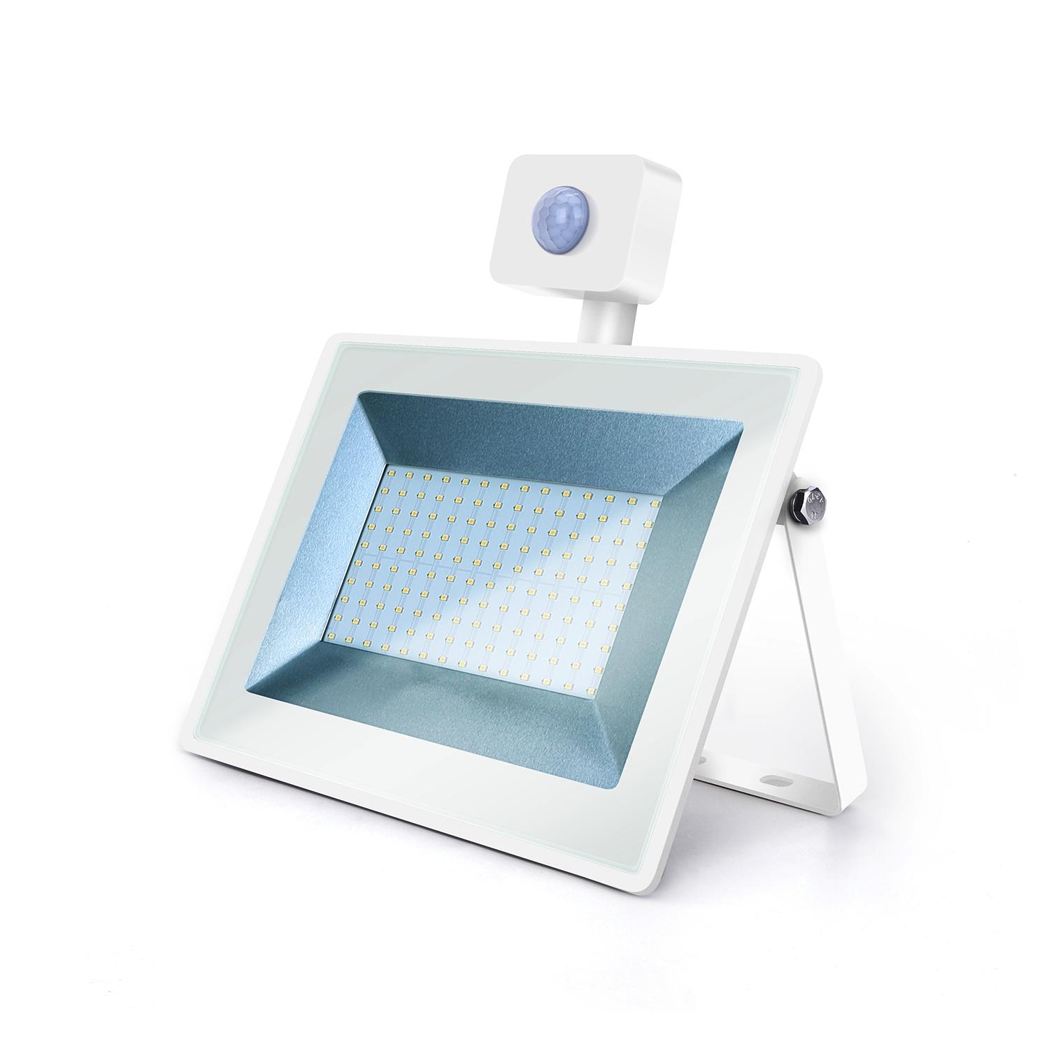 LED Slim Floodlight with Sensor White 100W (Die-casting)