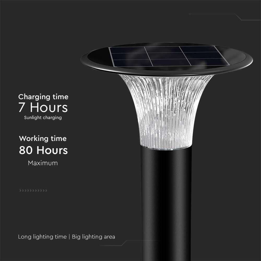 VT-413 15W LED SOLAR PATH LIGHT-DIAMOND 2200LM LiFePO4 BATTERY 3.2V 6000mAh6000K+4000K BLACK