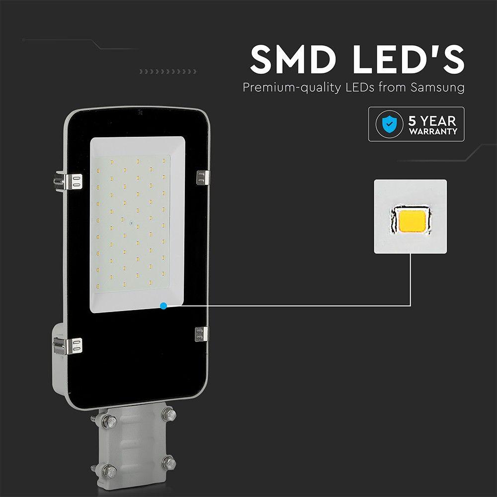 30W Lampa uliczna LED, Chip SAMSUNG, Barwa:6400K, Obudowa: Szara, VTAC, SKU 526