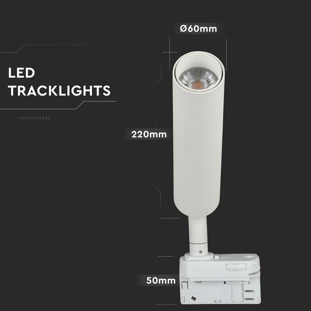 20W Lampa LED na szynoprzewód , Chip SAMSUNG, Barwa:4000K, 5 Lat gwarancji, Obudowa: Biała, VTAC, SKU 363