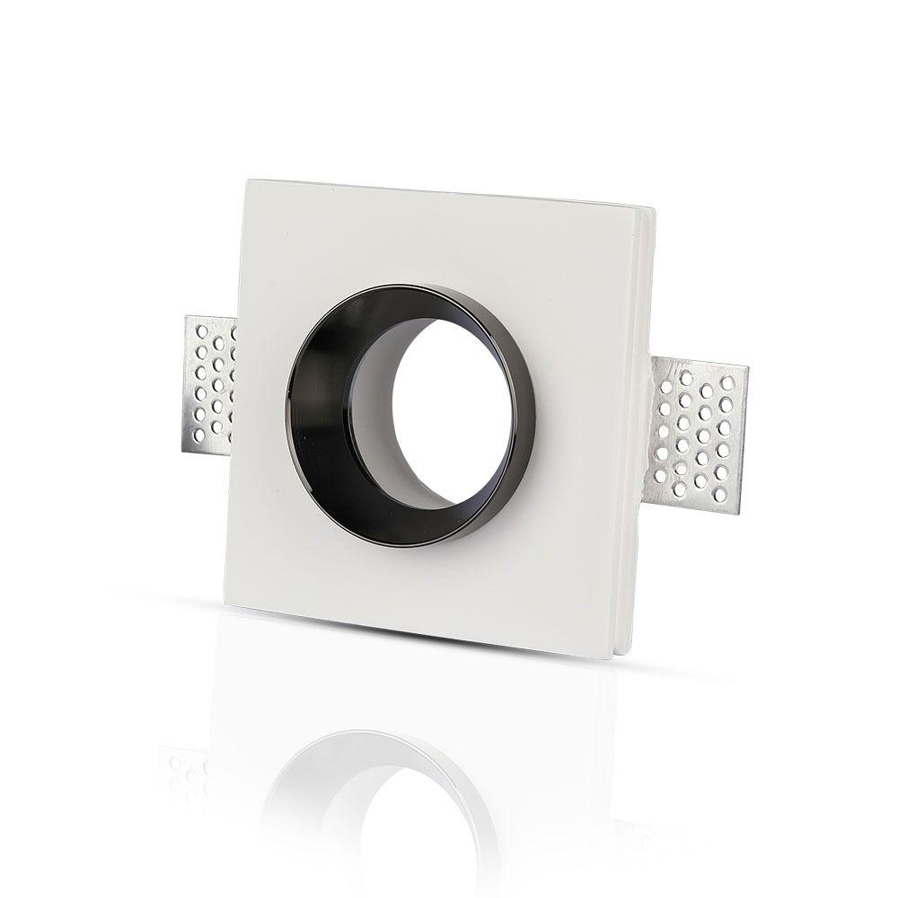 VT-866 GU10 WHITE GYPSUM (RECESSED) WITH BLACK METAL-SQUARE