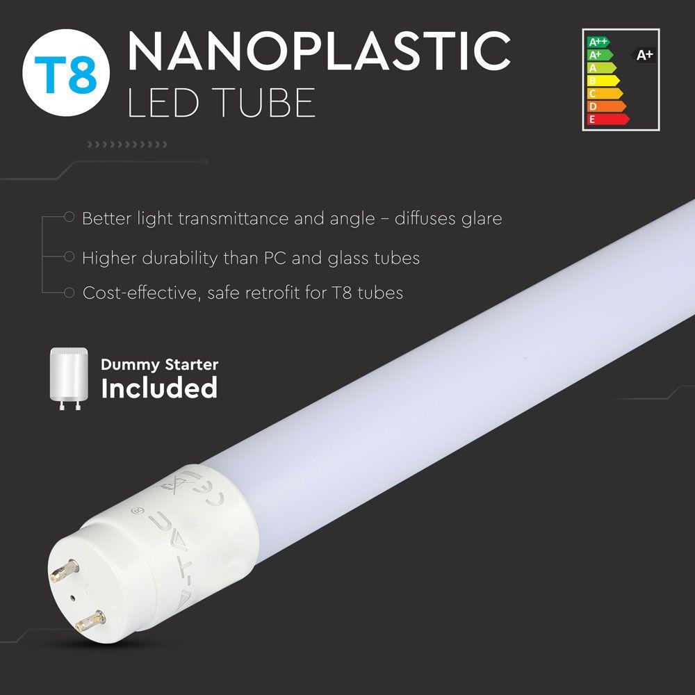 VT-6072 10W T8 LED PLASTIC TUBE NON ROTATABLE-60CM 6400K G13