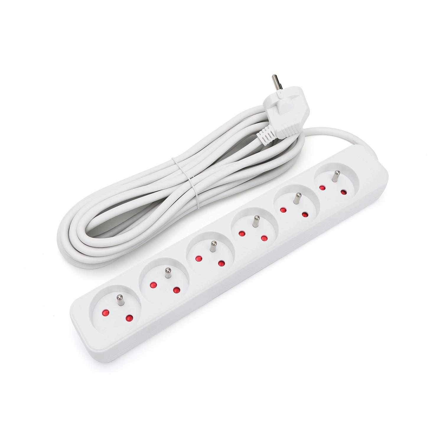 Power strips 6-way 5m H05VV-F 3G1.0m㎡ White