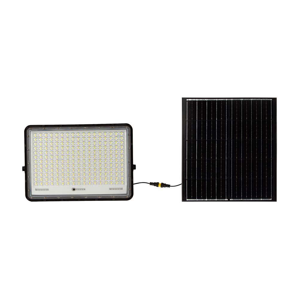 30W Solarny naświetlacz LED z czujnikiem zmierzchu, Panel z przewodem: 3m, Pilot, Bateria 20000mAh/ Barwa:4000K, Obudowa: Czarna, VTAC, SKU 7830