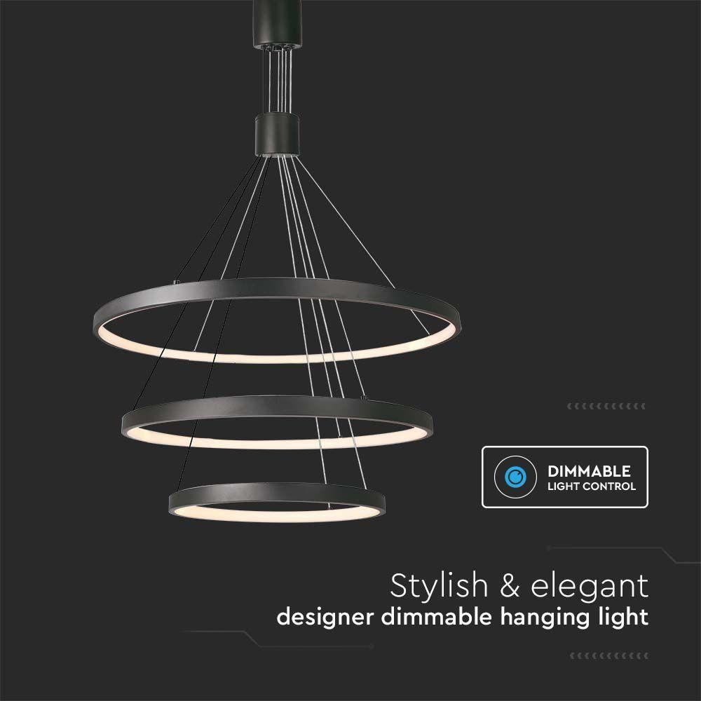 VT-7924 46W LED DECORATIVE HANGING LIGHT D:40xD:60xD:80xH150CM 3000K BLACK BODY