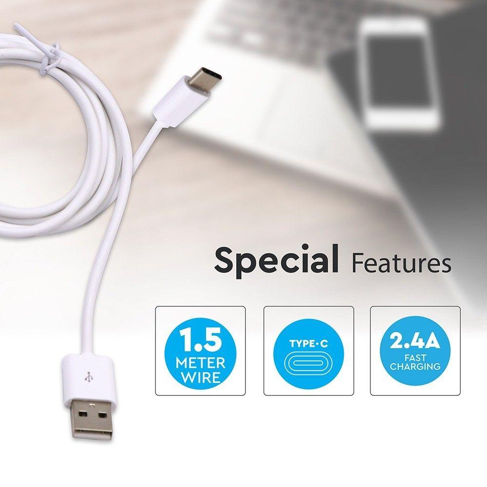 VT-5542 1.5M TYPEC USB CABLE-WHITE