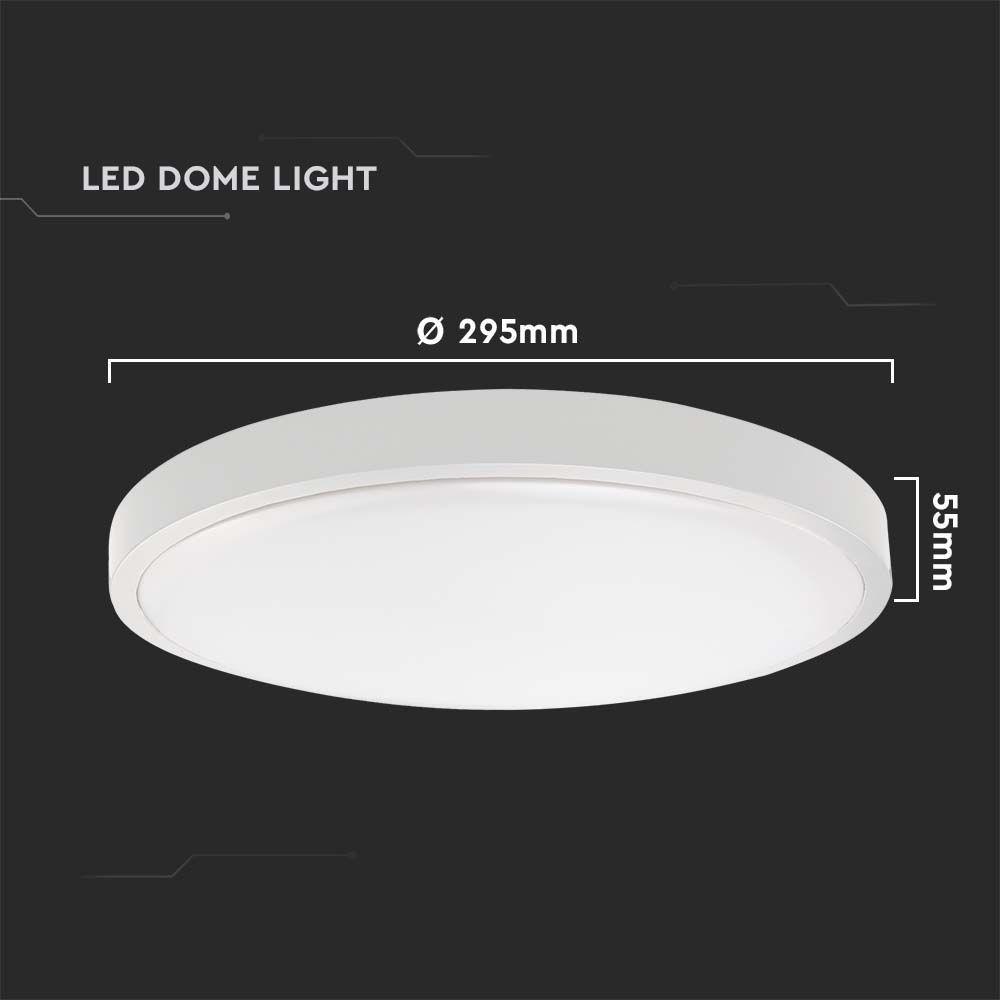 VT-8624 24W LED DOME LIGHT 4000K ROUND WHITE FRAME IP44