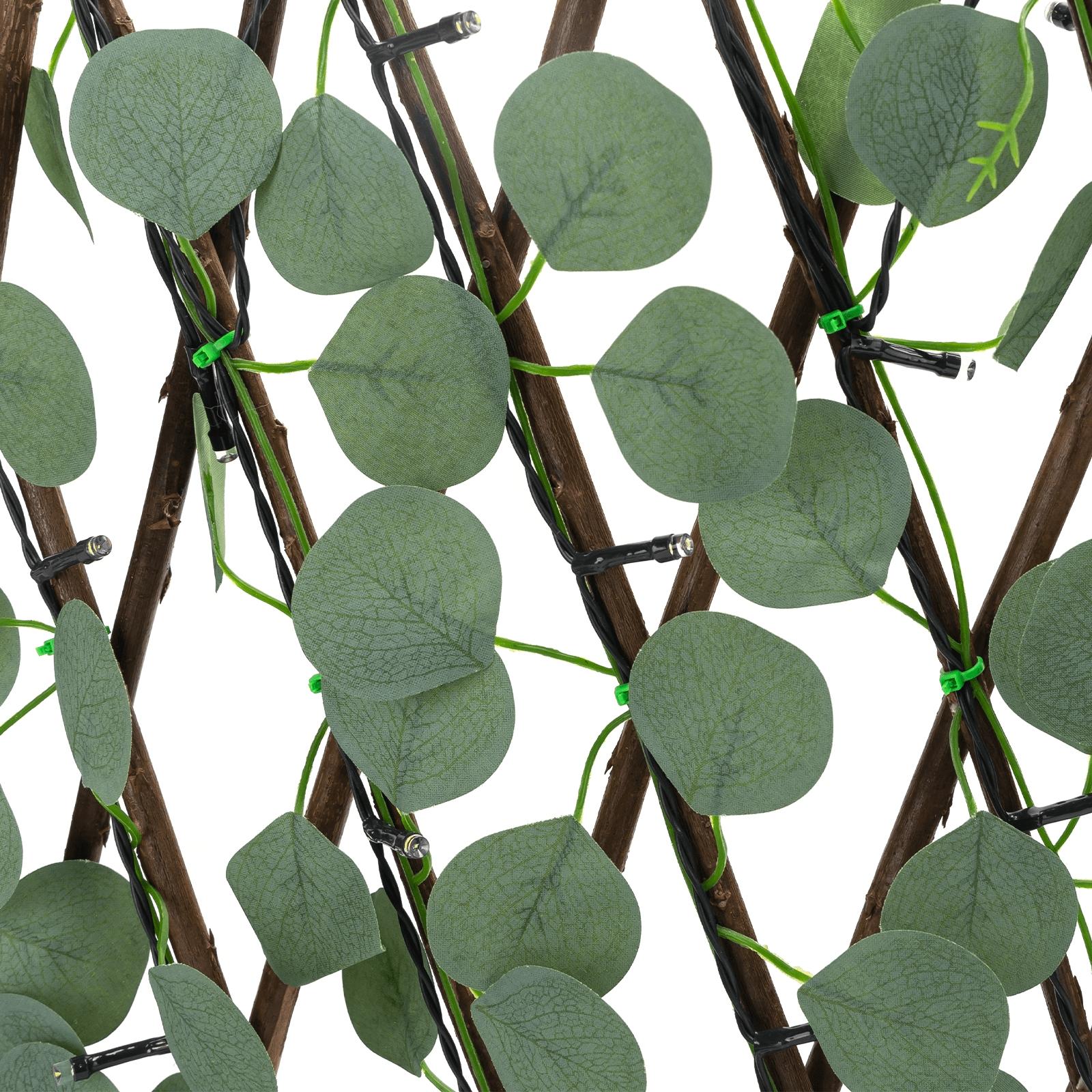 Solar simulation plant-Fence-Eucalyptus  leaves-dark green-2700K-2M+H0.4M-56LED-8blinkIP65