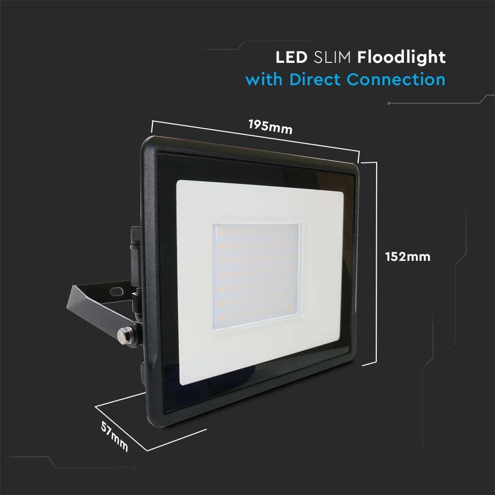 VT-158 50W LED FLOODLIGHT SAMSUNG CHIP DIRECT CONNECTION 4000K BLACK BODY