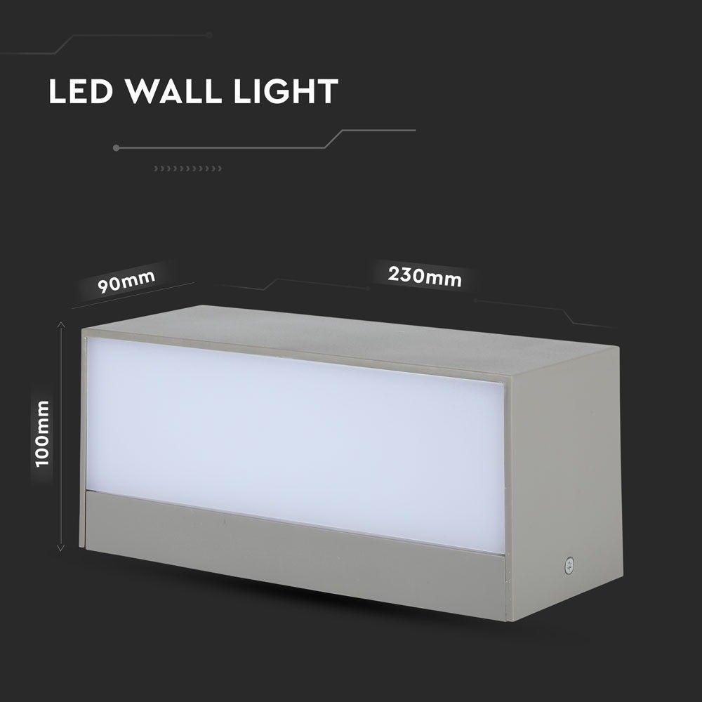 12W Lampa ścienna LED, Kierunek: Góra-Dół, Barwa:6400K, Obudowa: Szara, VTAC, SKU 8244