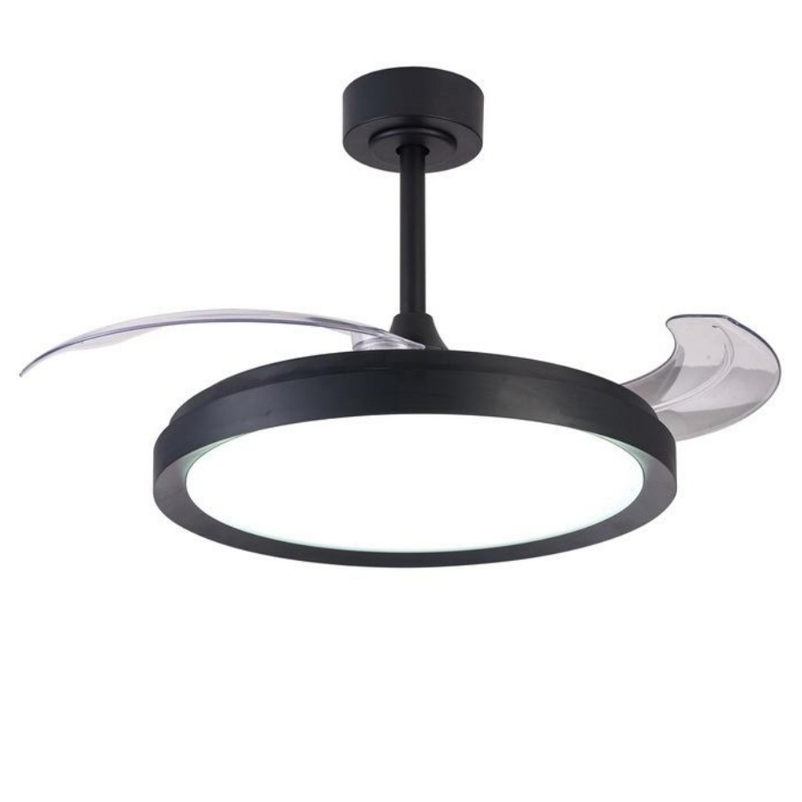 Folding invisible leaf ceiling fan light 42-inch 3-leaf 6-level  black